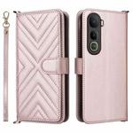 For vivo Y400 4G / 5G / iQOO Z10 Lite 4G Multifunctional 6-Card Slots Leather Phone Case with Wrist Strap(Pink)
