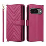 For Google Pixel 9 / Pixel 9 Pro Multifunctional 6-Card Slots Leather Phone Case with Wrist Strap(Rose Red)