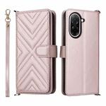 For Xiaomi Poco C71 / Redmi A5 4G 171.7mm Multifunctional 6-Card Slots Leather Phone Case with Wrist Strap(Pink)