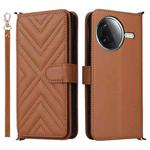 For Redmi K80 5G / K80 Pro 5G Multifunctional 6-Card Slots Leather Phone Case with Wrist Strap(Brown)