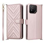 For Asus ROG Phone 9 / 9 Pro Multifunctional 6-Card Slots Leather Phone Case with Wrist Strap(Pink)