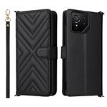 For Asus ROG Phone 9 / 9 Pro Multifunctional 6-Card Slots Leather Phone Case with Wrist Strap(Black)