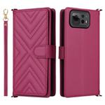 For Asus Zenfone 12 Ultra Multifunctional 6-Card Slots Leather Phone Case with Wrist Strap(Rose Red)