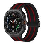For Samsung Galaxy Watch Ultra 47mm Parachute Buckle Stripe Nylon Elastic Braided Watch Band(Black Red)