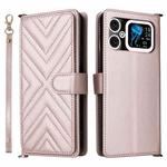 For Cubot A20 Multifunctional 6-Card Slots Leather Phone Case with Wrist Strap(Pink)