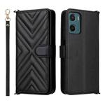 For Motorola Moto G05 4G / E15 4G Multifunctional 6-Card Slots Leather Phone Case with Wrist Strap(Black)