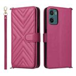 For Motorola Moto G05 4G / E15 4G Multifunctional 6-Card Slots Leather Phone Case with Wrist Strap(Rose Red)