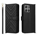 For Motorola Moto G15 4G / G15 Power 4G Multifunctional 6-Card Slots Leather Phone Case with Wrist Strap(Black)