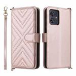 For Motorola Moto G54 5G / G54 Power 5G Multifunctional 6-Card Slots Leather Phone Case with Wrist Strap(Pink)