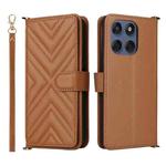 For Motorola Edge 60 Fusion Multifunctional 6-Card Slots Leather Phone Case with Wrist Strap(Brown)