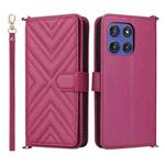 For Motorola Edge 60 Stylus Multifunctional 6-Card Slots Leather Phone Case with Wrist Strap(Rose Red)
