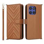 For Motorola Edge 60 Stylus Multifunctional 6-Card Slots Leather Phone Case with Wrist Strap(Brown)