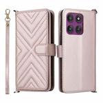 For Motorola Edge 60 Pro Multifunctional 6-Card Slots Leather Phone Case with Wrist Strap(Pink)