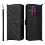 For Motorola Edge 60 Pro Multifunctional 6-Card Slots Leather Phone Case with Wrist Strap(Black)