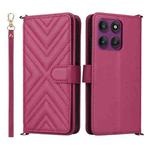 For Motorola Edge 60 Pro Multifunctional 6-Card Slots Leather Phone Case with Wrist Strap(Rose Red)
