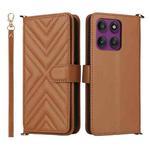 For Motorola Edge 60 Pro Multifunctional 6-Card Slots Leather Phone Case with Wrist Strap(Brown)