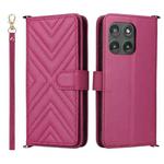 For Motorola Edge 5G 2025 Multifunctional 6-Card Slots Leather Phone Case with Wrist Strap(Rose Red)