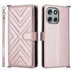 For Motorola Moto G56 / G66j / G66y 5G Multifunctional 6-Card Slots Leather Phone Case with Wrist Strap(Pink)