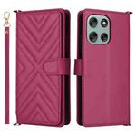 For Motorola Moto G56 / G66j / G66y 5G Multifunctional 6-Card Slots Leather Phone Case with Wrist Strap(Rose Red)