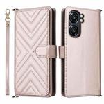 For Oukitel C58 / C58 Pro Multifunctional 6-Card Slots Leather Phone Case with Wrist Strap(Pink)