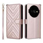 For Oukitel C59 / C59 Pro Multifunctional 6-Card Slots Leather Phone Case with Wrist Strap(Pink)