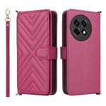 For OnePlus Ace 5 / Ace 5 Pro 5G / 13R 5G Multifunctional 6-Card Slots Leather Phone Case with Wrist Strap(Rose Red)