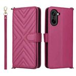 For OnePlus Ace 5 Racing 5G Multifunctional 6-Card Slots Leather Phone Case with Wrist Strap(Rose Red)