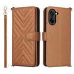 For OnePlus Ace 5 Racing 5G Multifunctional 6-Card Slots Leather Phone Case with Wrist Strap(Brown)