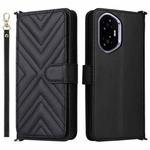 For Honor 300 5G Multifunctional 6-Card Slots Leather Phone Case with Wrist Strap(Black)
