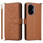 For Honor 300 5G Multifunctional 6-Card Slots Leather Phone Case with Wrist Strap(Brown)