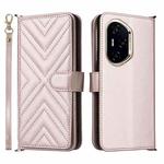 For Honor 300 Pro 5G / 300 Ultra 5G Multifunctional 6-Card Slots Leather Phone Case with Wrist Strap(Pink)