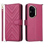 For Honor 300 Pro 5G / 300 Ultra 5G Multifunctional 6-Card Slots Leather Phone Case with Wrist Strap(Rose Red)