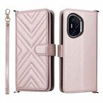 For Honor 400 Multifunctional 6-Card Slots Leather Phone Case with Wrist Strap(Pink)