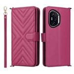 For Honor 400 Multifunctional 6-Card Slots Leather Phone Case with Wrist Strap(Rose Red)