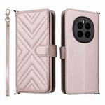 For Honor Magic7 5G Multifunctional 6-Card Slots Leather Phone Case with Wrist Strap(Pink)