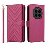 For Honor Magic7 5G Multifunctional 6-Card Slots Leather Phone Case with Wrist Strap(Rose Red)