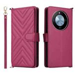 For Honor X60 5G / X9c Smart Multifunctional 6-Card Slots Leather Phone Case with Wrist Strap(Rose Red)