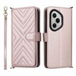 For Honor 400 Pro Global 160.8mm Multifunctional 6-Card Slots Leather Phone Case with Wrist Strap(Pink)