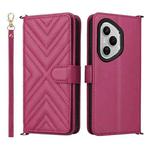 For 400 Pro Global 160.8mm Multifunctional 6-Card Slots Leather Phone Case with Wrist Strap(Rose Red)