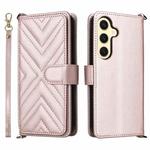 For Samsung Galaxy S25+ 5G Multifunctional 6-Card Slots Leather Phone Case with Wrist Strap(Pink)