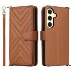 For Samsung Galaxy S25+ 5G Multifunctional 6-Card Slots Leather Phone Case with Wrist Strap(Brown)