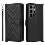 For Samsung Galaxy S25 Ultra 5G Multifunctional 6-Card Slots Leather Phone Case with Wrist Strap(Black)