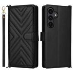 For Samsung Galaxy S25 FE 5G Multifunctional 6-Card Slots Leather Phone Case with Wrist Strap(Black)