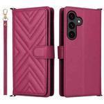 For Samsung Galaxy S25 FE 5G Multifunctional 6-Card Slots Leather Phone Case with Wrist Strap(Rose Red)