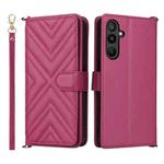 For Samsung Galaxy M16 5G / F16 5G Multifunctional 6-Card Slots Leather Phone Case with Wrist Strap(Rose Red)