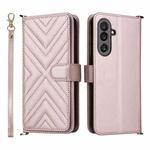 For Samsung Galaxy M56 5G Multifunctional 6-Card Slots Leather Phone Case with Wrist Strap(Pink)