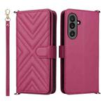 For Samsung Galaxy M56 5G Multifunctional 6-Card Slots Leather Phone Case with Wrist Strap(Rose Red)