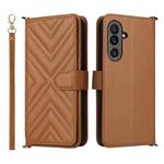 For Samsung Galaxy M56 5G Multifunctional 6-Card Slots Leather Phone Case with Wrist Strap(Brown)