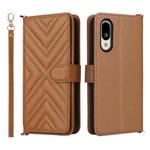 For Sharp Basio Active3 Multifunctional 6-Card Slots Leather Phone Case with Wrist Strap(Brown)