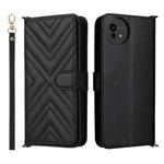 For Sharp Aquos wish5 Multifunctional 6-Card Slots Leather Phone Case with Wrist Strap(Black)